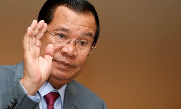 Cambodia's Prime Minister Hun Sen gestures as he attends a plenary session at the National Assembly of Cambodia in central Phnom Penh, October 16, 2017 - Reuters
