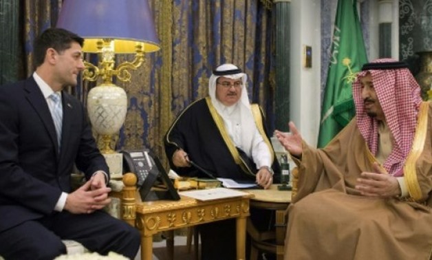 Saudi Royal Palace/AFP | Saudi King Salman (R) receives the speaker of the US House of Representatives, Paul Ryan, for talks in Riyadh on January 24, 2018