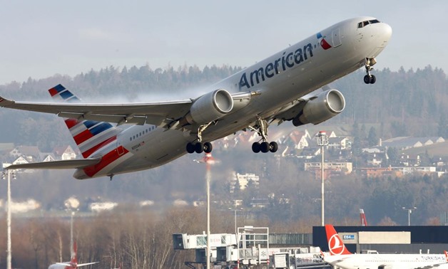 An American Airlines Boeing 767-300 aircraft takes off from Zurich Airport January 9, 2018.