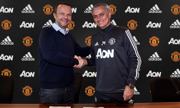 Manchester United's coach Jose Mourinho with Ed Woodard – Photo courtesy of Manchester United's official website