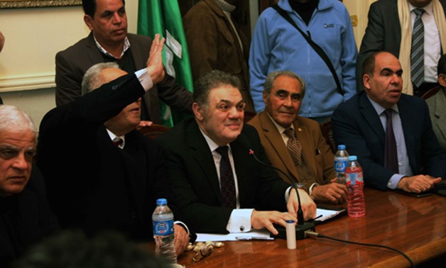 Wafd Party Chairperson Sayyid El-Badawi with the party members in a meeting held over his nomination for presidency on Saturday, 27 January 2018- Egypt Today/Amr Moustafa