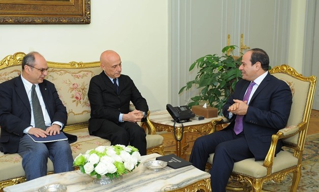 President Abdel Fatah al-Sisi received Italian Interior Minister Marco Minetti - Press photo