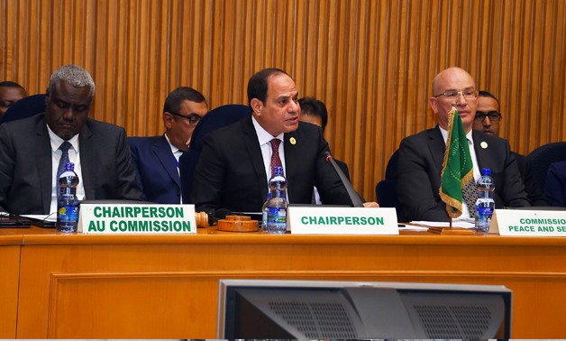 President Abdel Fatah al-Sisi chairs the meeting of the AU Peace and Security Council in Addis Ababa on January 28, 2018- press photo
