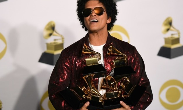 Bruno Mars won six Grammys overall -- a clean sweep of his six nominations
