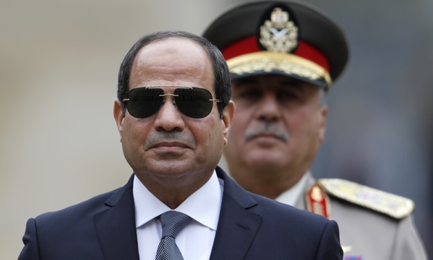 Egyptian President Abdel Fattah al-Sisi attends a military ceremony at the Hotel des Invalides in Paris on October 24, 2017 - AFP/Charles Platiau