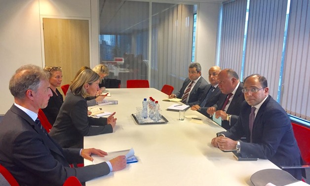 Egypt’s FM Sameh Shoukry meets with EU foreign policy Chief Federica Mogherini on Tuesday Jan. 30 – Press photo