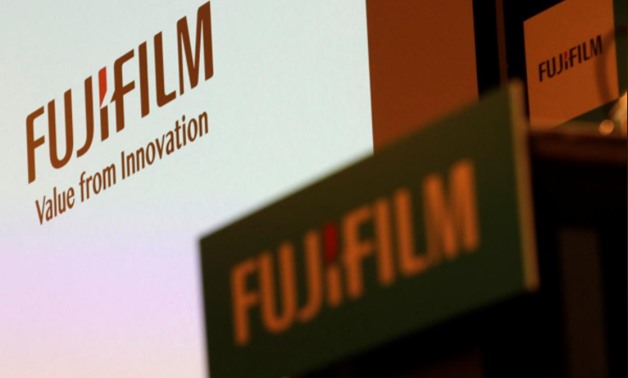 Fujifilm Holdings' logos are pictured ahead of its news conference in Tokyo, Japan January 31, 2018. REUTERS/Kim Kyung-Hoon
