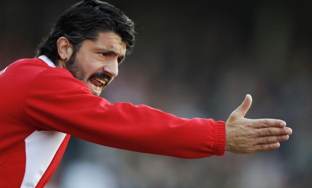Gennaro Gattuso reacts during his team's Swiss Super League soccer match against FC Lausanne-Sport in Sion March 10, 2013. REUTERS/Valentin Flauraud