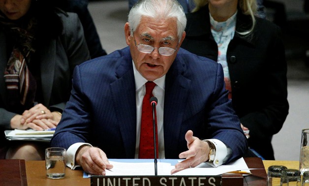 U.S. Secretary of State Rex Tillerson speaks during a United Nations Security Council meeting, to discuss a North Korean missile program, at the United Nations headquarters in New York. Photo: Reuters
