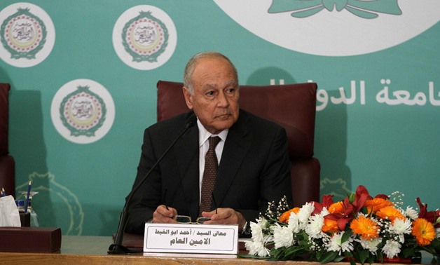 Arab League Secretary General Ahmed Aboul Gheit in his speech during an Arab League Council meeting at the level of foreign ministers, February 2, 2018 - Press Photo/Hossam Atef