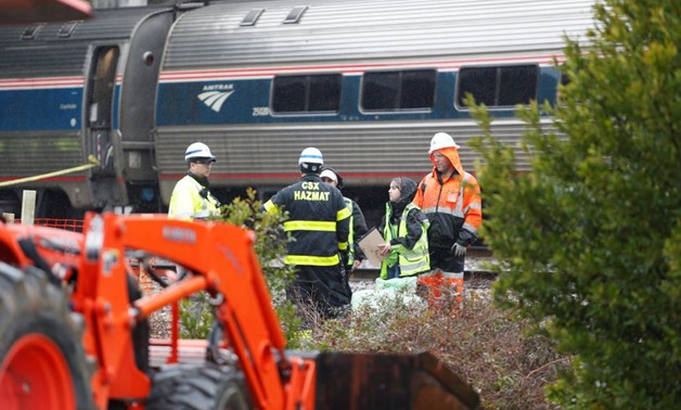 Emergency responders are at the scene after an Amtrak passenger train collided with a freight train and derailed in Cayce, South Carolina, U.S., February 4, 2018. REUTERS/Randall Hill