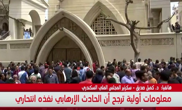Mar Girgis Church bombing in Tanta - Screenshot from ON TV Channel