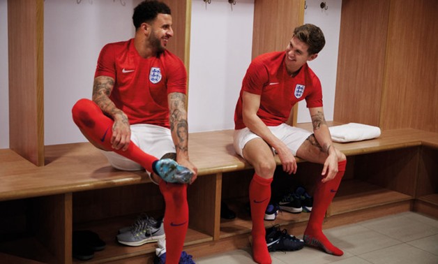 Kyle Walker and John Stones, seen here in the new England away kit, will hope to be part of England's defence during the 2018 World Cup – Photo courtesy of Skysports