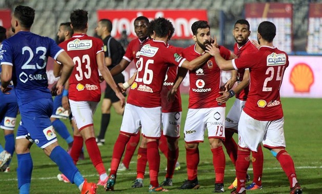 Soccer, December 20, 2017, Al-Ahly players celebrate scoring against Smouha –Egypt Today, Ahmed Maarouf