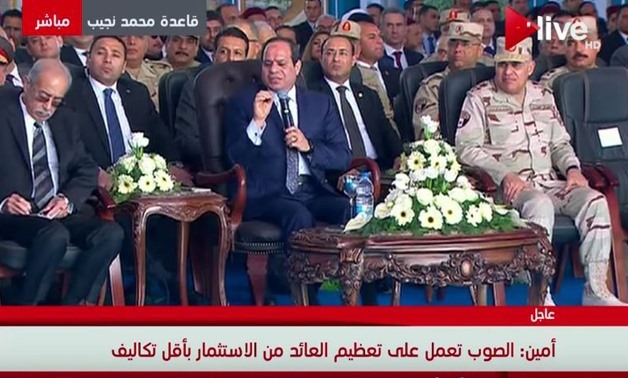 President Abdel Fatah al-Sisi inaugurates the first stage of the 100,000 acres of greenhouses project in Matrouh on Feb. 8, 2018 