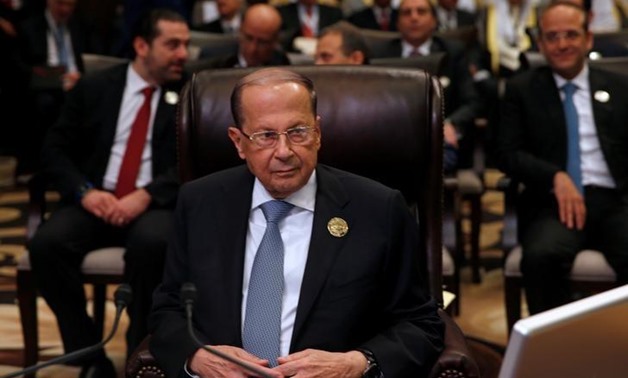 Lebanon's President Michel Aoun attends the 28th Ordinary Summit of the Arab League at the Dead Sea, Jordan March 29, 2017. REUTERS/Mohammad Hamed
