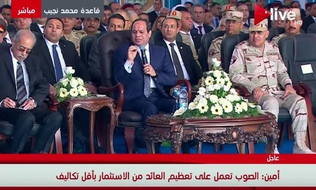 President Abdel Fatah al-Sisi inaugurates the first stage of the 100,000 acres of greenhouses project in Matrouh on February 8, 2018.