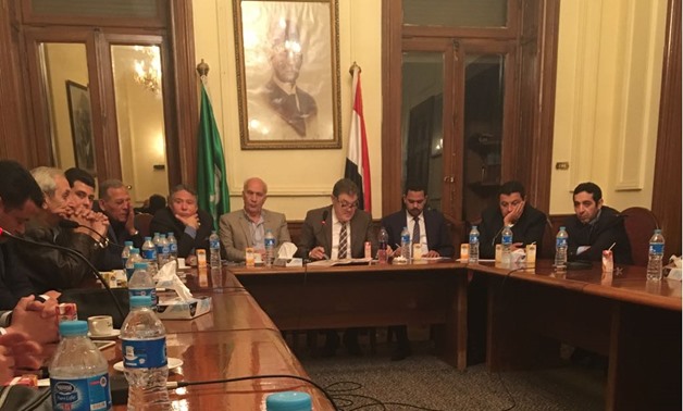 FILE - The chairmen of political parties held an emergency meeting on Sunday in the headquarter of Wafd Party to discuss plans to mass people to participate in the upcoming presidential election, February 11, 2018