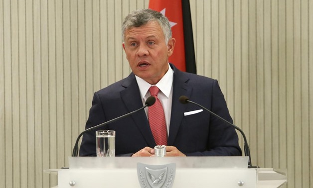 Jordan's King Abdullah speaks during a news conference at the Presidential Palace in Nicosia, Cyprus January 16, 2018. REUTERS/Yiannis Kourtoglou
