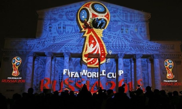 logotype of the 2018 FIFA World Cup during its unveiling ceremony at the Bolshoi Theater building in Moscow, October 28, 2014. REUTERS/Maxim Shemetov