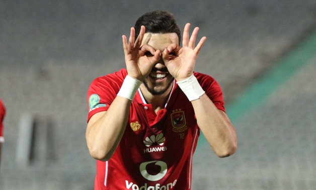 Soccer, Feb, 12, 2018, Azarro celebrates after opening the score for Al Ahly, Egypt Today, Hassan Mohamed


