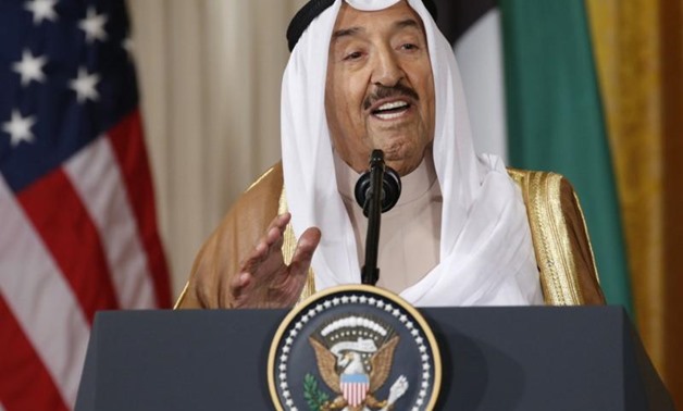 FILE PHOTO: Kuwait's Emir Sheikh Sabah Al-Ahmad Al-Jaber Al-Sabah addresses a joint news conference with U.S. President Donald Trump in the East Room of the White House in Washington, U.S., September 7, 2017. REUTERS/Kevin Lamarque