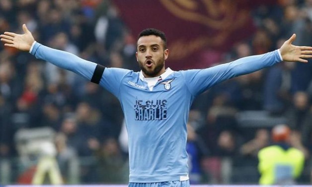 SS Lazio's Felipe Anderson celebrates after scoring against AS Roma during their Italian Serie A soccer
