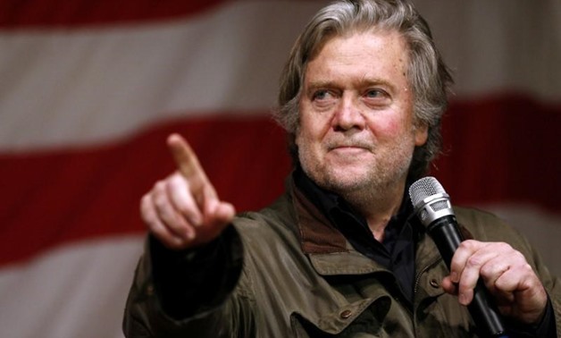 FILE PHOTO: Former White House Chief Strategist Steve Bannon speaks during a campaign event for Republican candidate for U.S. Senate Judge Roy Moore in Fairhope, Alabama, U.S., December 5, 2017. REUTERS/Jonathan Bachman