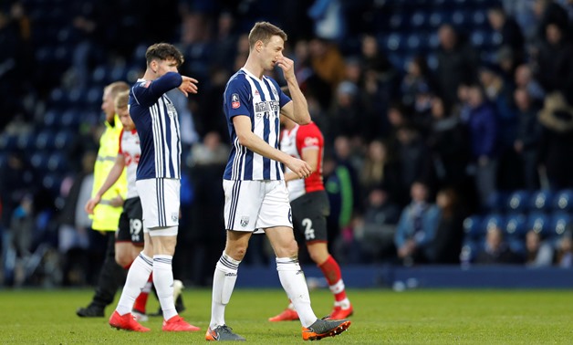 Soccer Football - FA Cup Fifth Round - West Bromwich Albion vs Southampton - The Hawthorns, West Bromwich, Britain - February 17, 2018 West Bromwich Albion's Jonny Evans looks dejected after the match REUTERS/Darren Staples
