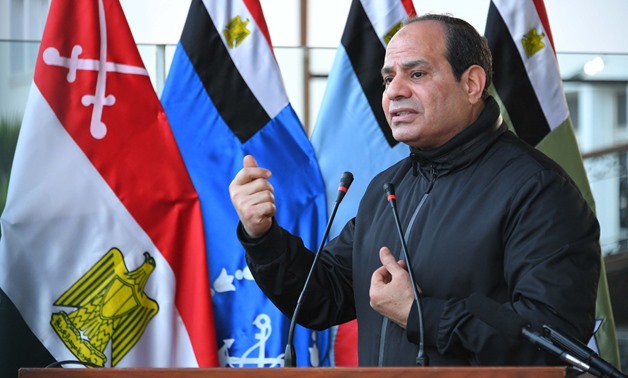 President Abdel Fatah al-Sisi during his visit early Monday, February 19, to the Military Academy- Press photo 