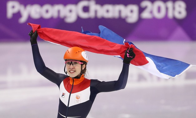 Short Track Speed Skating Events - Pyeongchang 2018 Winter Olympics - Women's 1000m Final - Gangneung Ice Arena - Gangneung, South Korea - February 22, 2018 - Gold medallist Suzanne Schulting of Netherlands celebrates. REUTERS/Lucy Nicholson
