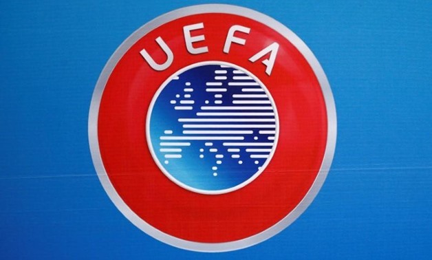A logo is pictured on a backdrop before a news conference after an UEFA Executive Board meeting in Nyon, Switzerland, December 9, 2016. REUTERS/Denis Balibouse
