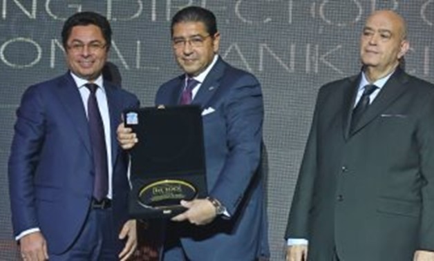 The chairman of the Commercial International Bank (CIB) Hisham Ezz Elarab while receiving bt100 award 