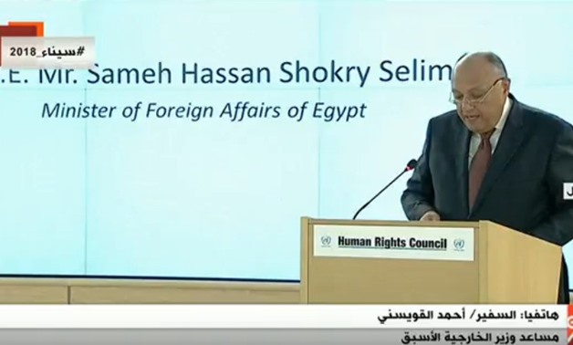 Minister of Foreign Affairs SamehShoukry during 37th session of Human Rights Council –YouTube/extranews