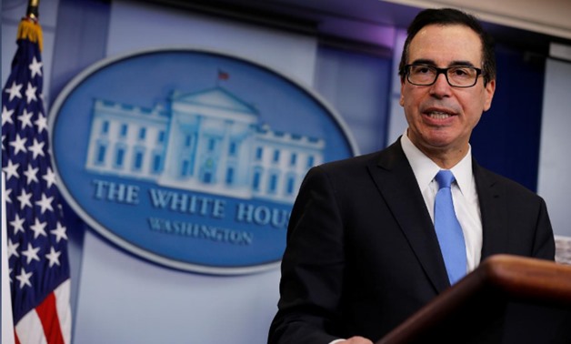 FILE PHOTO - U.S. Treasury Secretary Steven Mnuchin announces on Friday what he said was the largest North Korea-related sanctions in a bid to disrupt North Korean shipping and trading companies and vessels and to further isolate Pyongyang, in the press r