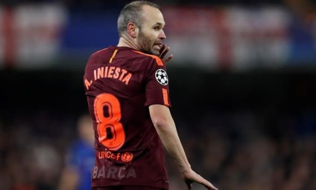 FILE PHOTO - Soccer Football - Champions League Round of 16 First Leg - Chelsea vs FC Barcelona - Stamford Bridge, London, Britain - February 20, 2018 Barcelona’s Andres Iniesta - Action Images via Reuters/Matthew Childs