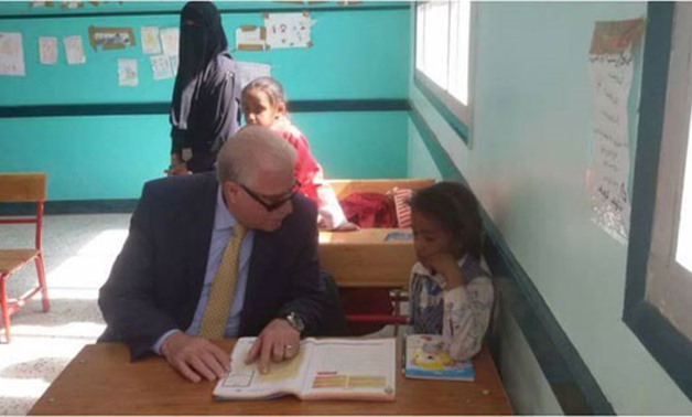 FILE - Governor of South Sinai General Khaled Fouda in a school in south Sinai 