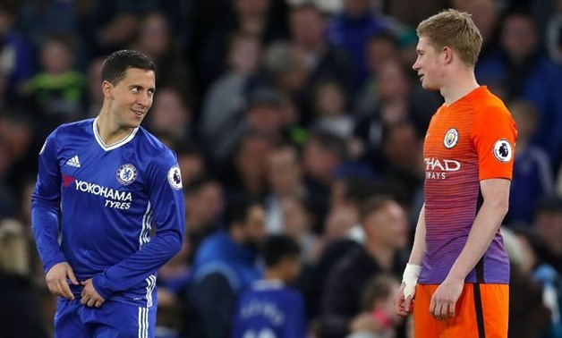 Eden Hazard from Chelsea (left) with Kevin de Bruyne from Manchester City (right)- espnfc.com
