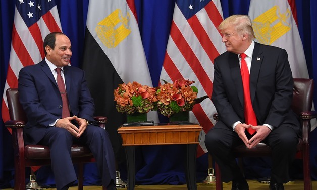 File - President Abdel Fatah al-Sisi meets with U.S. President Donald Trump on the sidelines of the 72nd UNGA in New York