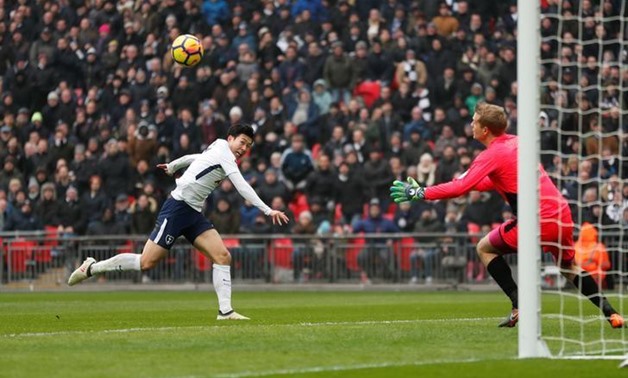 Soccer Football - Premier League - Tottenham Hotspur vs Huddersfield Town - Wembley Stadium, London, Britain - March 3, 2018 Tottenham's Son Heung-min scores their second goal REUTERS/Eddie Keogh
