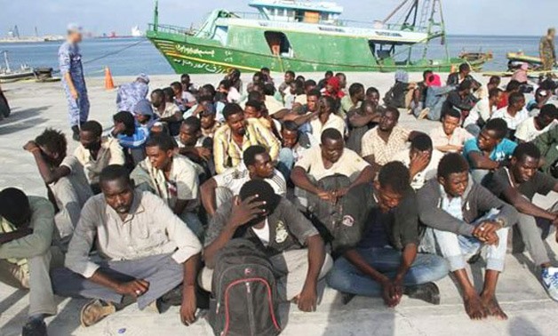 (ARCHIVED PHOTO) A number of africans arrested over attempted illegal immigration near Alexandria - Photo Courtesy of Military Spokesperson Facebook.