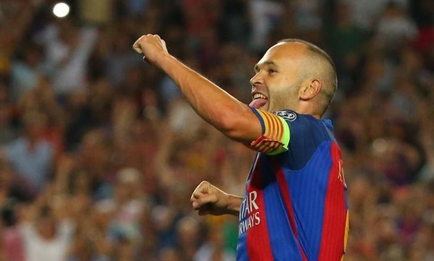 Barcelona, Spain - 13/9/16 Barcelona's Andres Iniesta celebrates scoring their fourth goal Reuters / Paul Hanna Livepic