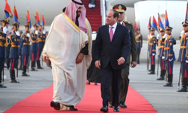 President Abdel Fatah al-Sisi welcoems Saudi Arabia's Crown Prince Mohammed bin Salman –Press photo