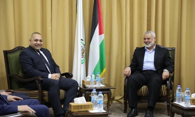 The Egyptian delegation's meeting with Ismail Haniyeh in Gaza on March 1, 2018 - Press photo
