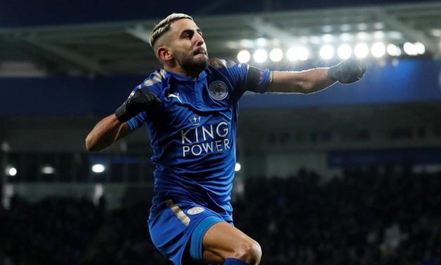 Leicester, Britain - January 20, 2018 Leicester City's Riyad Mahrez celebrates scoring their second goal REUTERS/David Klein 