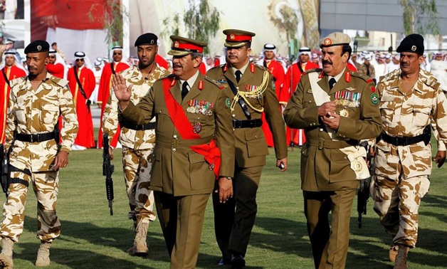 Field Marshal Sheikh Khalifa bin Ahmed Al Khalifa, left, commander-in-chief of Bahrain's defence forces, was the target of an assassination plot for which six men were sentenced to death on December 25, 2017. Hamad I Mohammed / Reuters
