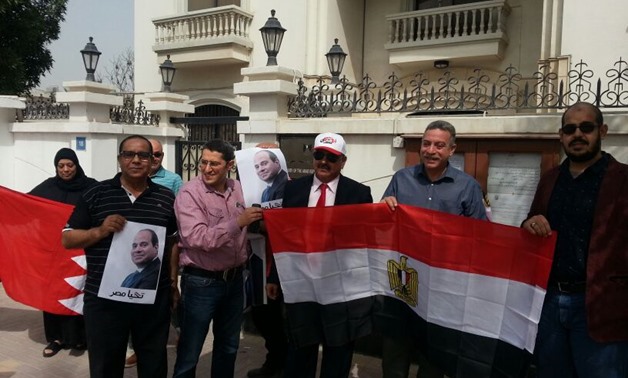 Egyptian Community in Bahrain in front of the Egyptian Embassy in Manama on March 16, 2018 - press photo