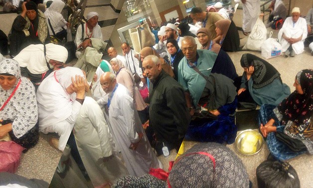 Hundreds of Egyptian pilgrims waiting for their flights at Cairo International Airport