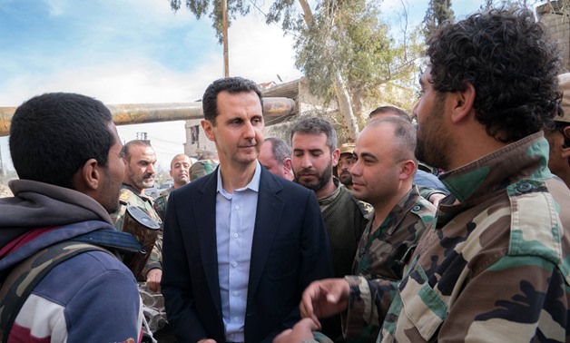 President Bashar al-Assad visits Ghouta - photo from Syrian Presidential official page on Facebook