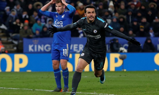 Soccer Football - FA Cup Quarter Final - Leicester City vs Chelsea - King Power Stadium, Leicester, Britain - March 18, 2018 Chelsea's Pedro celebrates scoring their second goal REUTERS/Andrew Yates
